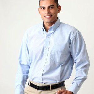 Men Shirt Oxford Light Blue Long Sleeve Collared Button Down Shirt Size 17-33